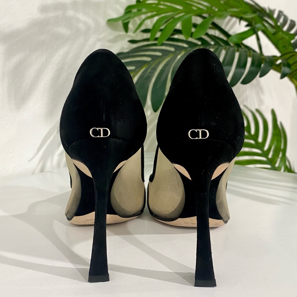 SOLD Authentic Christian Dior Black Suede & Mesh Songe Heels size 37 - Picture 9 of 12